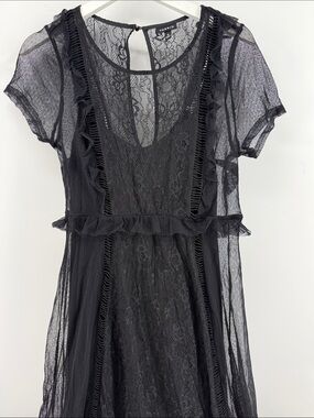 Torrid Black Lace & Sheer Ruffle Midi Dress